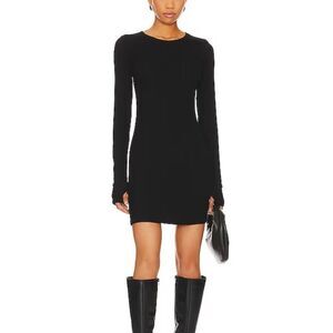 We The Free Honey Bee Thermal Crew Neck Dress Women's S  Black Ribbed Knit #3